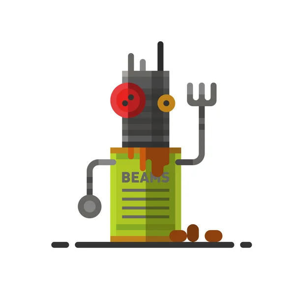 Schattig vintage robot technologie machine toekomstige wetenschap speelgoed en cyborg futuristisch design robotic element pictogram karakter vectorillustratie. — Stockvector