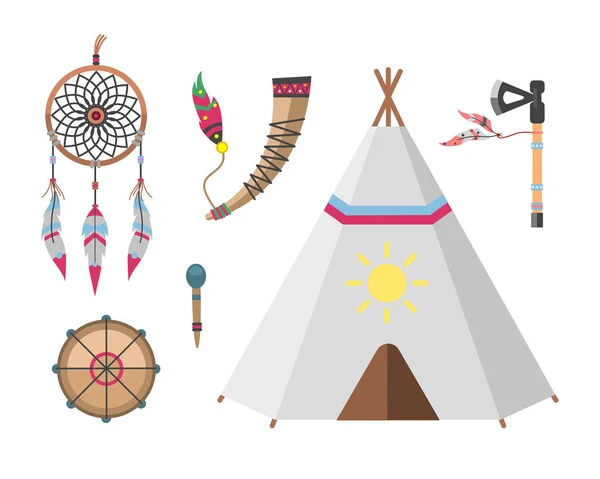 Дикий Запад американского индийского дизайна элемент традиционной концепции искусства и родной племенных этнических перьев украшения для дизайна векторной иллюстрации . — стоковый вектор