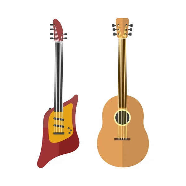 Gitarr ikon strängade elinstrument klassisk orkester konst ljud verktyg och acoustic symfoni strängade fiol trä vektorillustration. — Stock vektor
