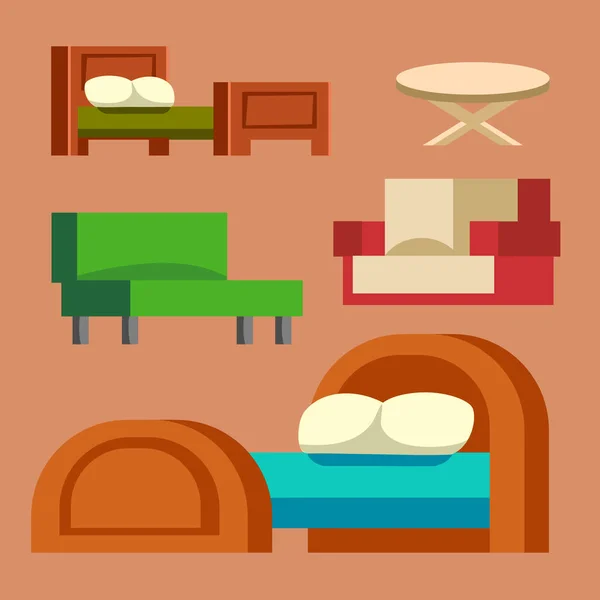 Sofá aislado vector ilustración muebles aislados interior vida elemento simple cómodo interior casa habitación conjunto casa mesa clásico relajarse — Vector de stock