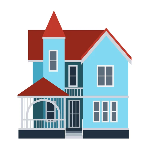 Casa vista frontal vector ilustración edificio arquitectura casa construcción propiedad residencial azotea apartamento vivienda casa — Archivo Imágenes Vectoriales
