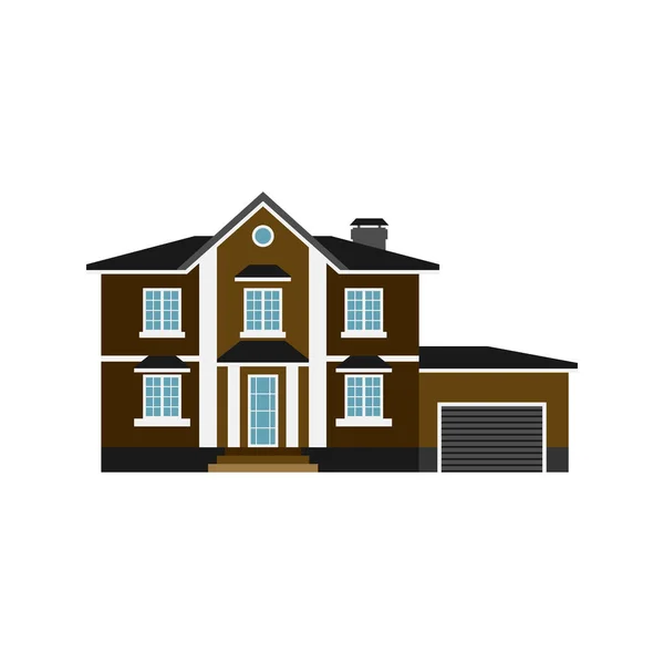 Casa vista frontale vettoriale illustrazione edificio architettura casa costruzione immobiliare residenziale tetto appartamento alloggio cottage — Vettoriale Stock