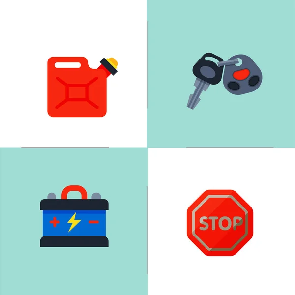 Auto transport motorist icons symbols change vehicle automobile mechanic and equipment symbols service car driver tools high detailed vector illustration set. — Stock Vector