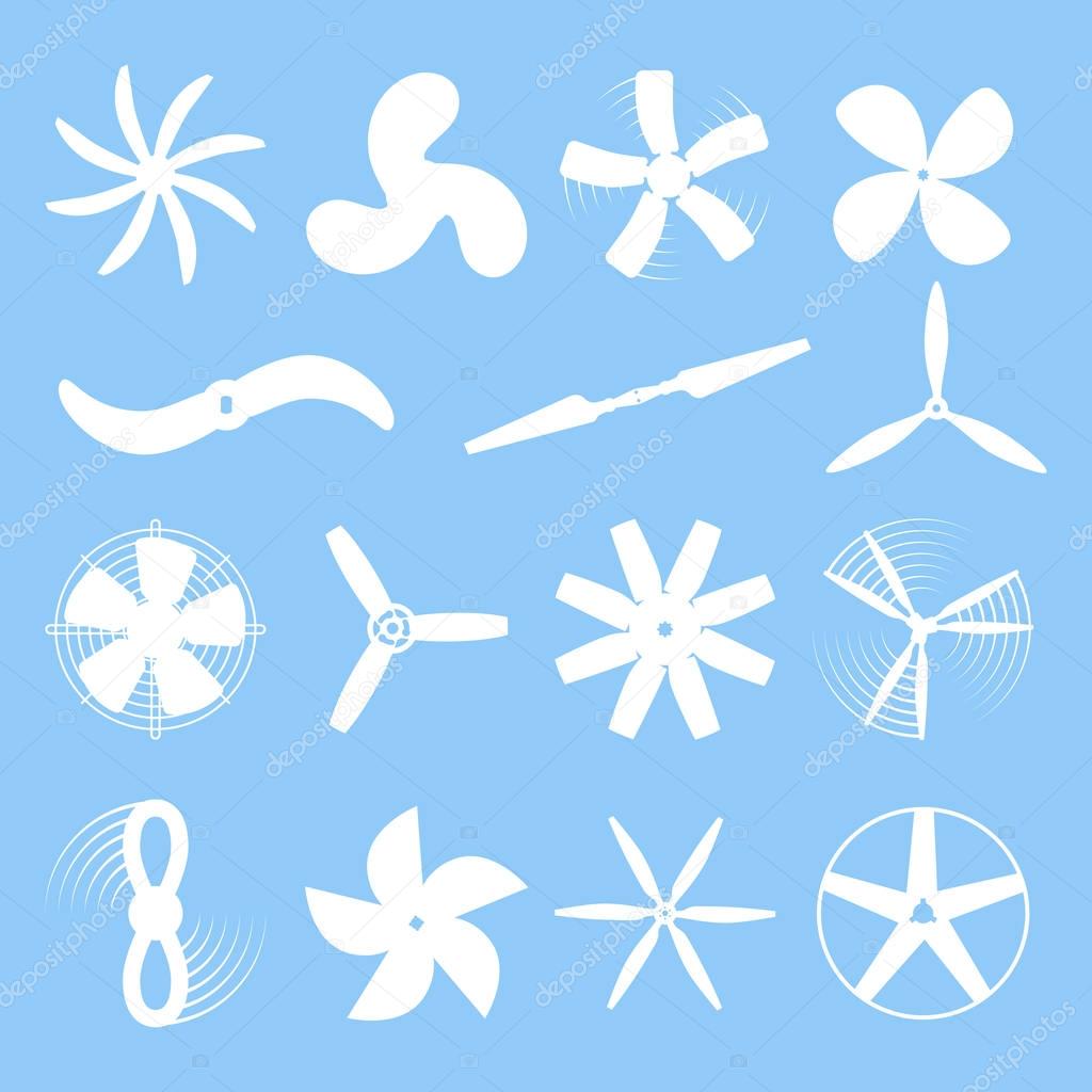 Propeller fan vector illustration fan propeller wind ventilator equipment air icon blower cooler set rotation technology power object circle rotate