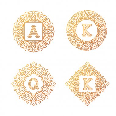 Monogram bage logo vektör çizim metin mektup doğa yaprak rozet amblemi satırı ayarlamak koleksiyonu işareti süsleme öğesi vintage çerçeve zarif süsleme