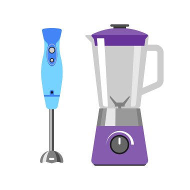 Vektör çizim mutfak eşyaları cihazı sıcak sembol elektrikli araç iç pişirme soba ev teknoloji elektrik el mikseri dishware izole.