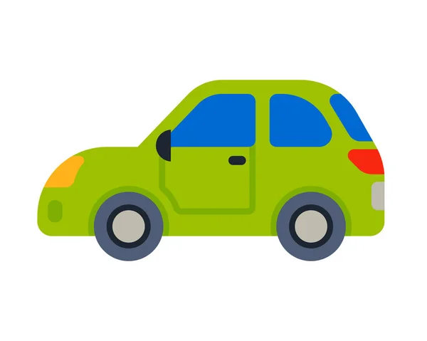 Vehículo de coche verde tipo de transporte diseño carrera modelo signo tecnología estilo y automóvil genérico contemporáneo niño juguete plana vector ilustración aislado icono . — Vector de stock