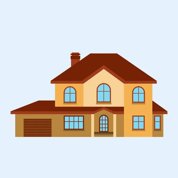 House front view vector illustration building architecture home construction estate residential property roof apartment housing cottage