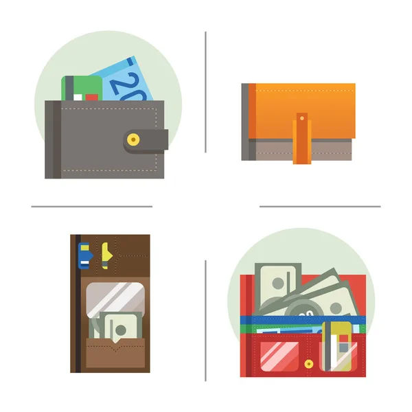 Platte geld-portemonnee pictogram checklist aankoop melkgeld business valuta Financiën en portemonnee spaarbank handel dollar economie vectorillustratie maken. — Stockvector