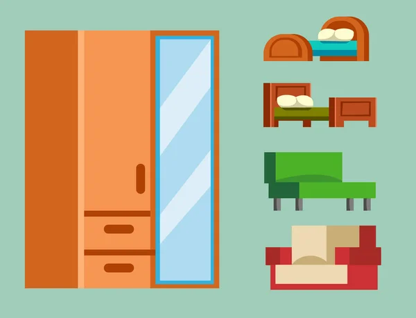 孤立的沙发矢量图孤立家具室内生活简单元素舒适家居室内设置的房子衣柜经典放松 — 图库矢量图片