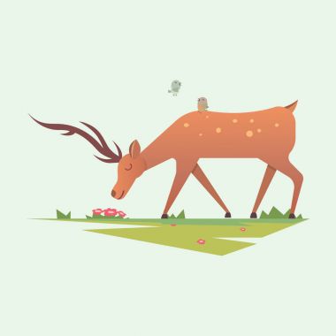 Noel reindeer memeli geyik xmas kutlama şirin dekorasyon kış sanat yeni yıl yaban hayatı hayvan karakter vektör çizim tatil.