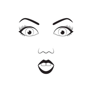 Dil duygu kız duygu yüz karikatür vektör çizim ve kadın emoji simgesi sevimli simge karakter insan ifade siyah siluet kadın avatar.