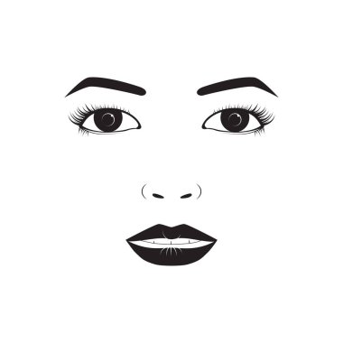 Kız duygu yüz güldürdü karikatür vektör çizim ve kadın emoji simgesi sevimli simge karakter insan ifade siyah siluet kadın avatar dil duygu.