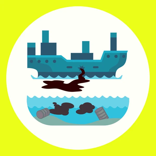 Ökologische Probleme Umwelt Ölverschmutzung Wasser Erde Luft Entwaldung Zerstörung von Tieren Mühlen Fabriken Waldschutz Vektor Illustration. — Stockvektor