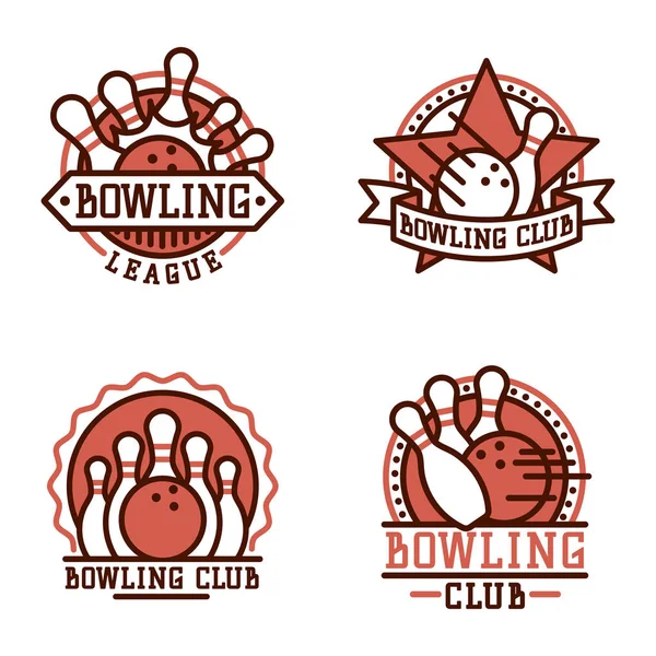 Vektor Bowling Emblem und Design-Element Logotyp Vorlage Abzeichen Artikel Design für Sport-Liga-Teams Erfolg Ausrüstung Meister Abbildung. — Stockvektor