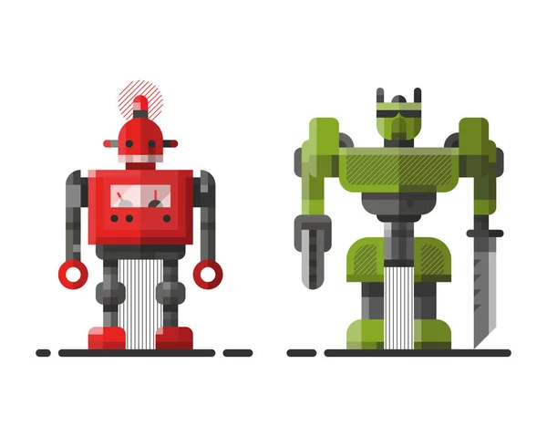 Lindo robot vintage tecnología máquina futura ciencia juguete y cyborg diseño futurista elemento robótico icono carácter vector ilustración . — Vector de stock