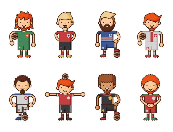 National Euro Cup futebol futebol equipes vetor ilustração e jogador de jogo mundial capitão líder em uniforme esporte homens isolados personagens . —  Vetores de Stock