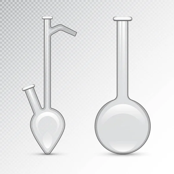 Laboratoire chimique 3d laboratoire fiole tube verrerie liquide biotechnologie analyse et équipement médical scientifique illustration vectorielle . — Image vectorielle