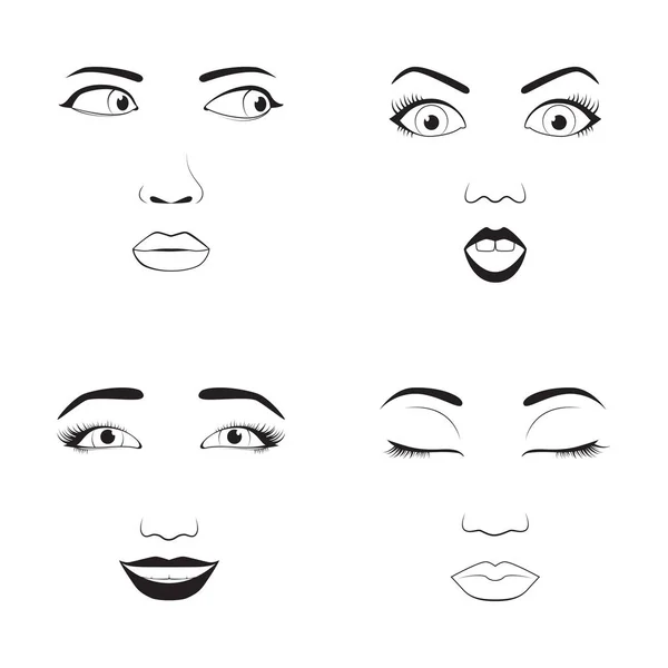 Girl emotion face cartoon vector illustration and woman emoji icon cute symbol character human expression sign female avatar tongue feeling. — Stock Vector