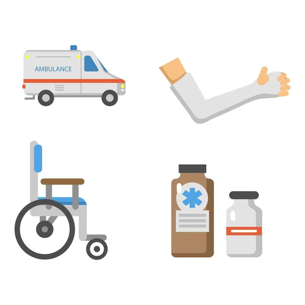 Medizinische Symbole setzen Pflege Krankenwagen Krankenhaus Notfall menschliche Apotheke Vektor Illustration. — Stockvektor