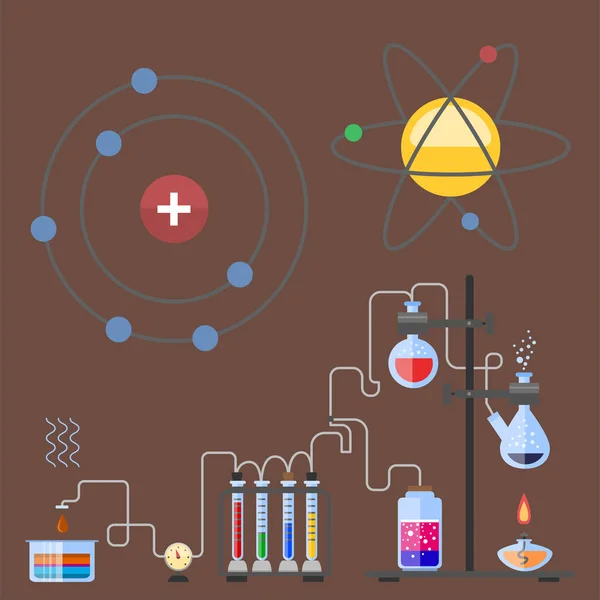 Os símbolos do laboratório testam o conceito científico do microscópio da molécula do projeto da biologia do laboratório médico e a ilustração do vetor dos ícones da química da ciência da biotecnologia . —  Vetores de Stock