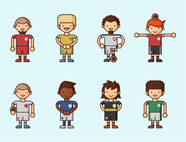 Ulusal Euro Cup futbol futbol takımları vektör çizim ve oyun oyuncu Kaptan konusunda lider olan tek tip spor izole men karakterleri.