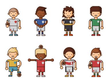 Ulusal Euro Cup futbol futbol takımları vektör çizim ve oyun oyuncu Kaptan konusunda lider olan tek tip spor izole men karakterleri.