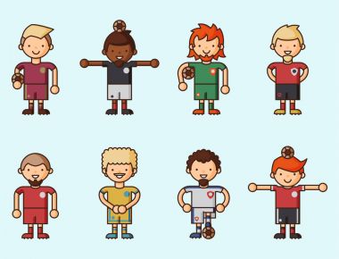 Ulusal Euro Cup futbol futbol takımları vektör çizim ve oyun oyuncu Kaptan konusunda lider olan tek tip spor izole men karakterleri.