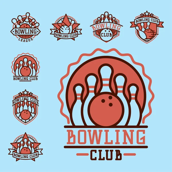 Vektor Bowling Emblem und Design-Element Logotyp Vorlage Abzeichen Artikel Design für Sport-Liga-Teams Erfolg Ausrüstung Meister Abbildung. — Stockvektor