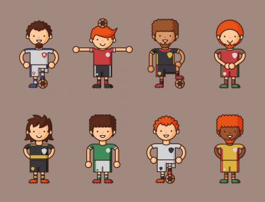 Ulusal Euro Cup futbol futbol takımları vektör çizim ve oyun oyuncu Kaptan konusunda lider olan tek tip spor izole men karakterleri.