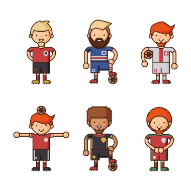 Ulusal Euro Cup futbol futbol takımları vektör çizim ve oyun oyuncu Kaptan konusunda lider olan tek tip spor izole men karakterleri.