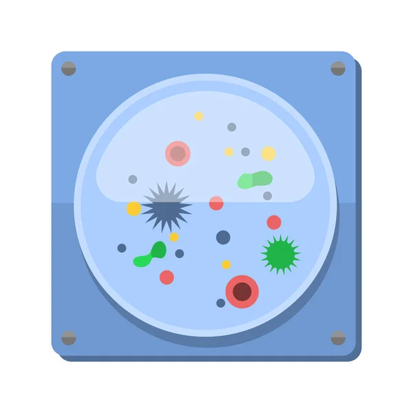 Laboratoire chimique bactérie laboratoire fiole tube verrerie liquide biotechnologie analyse et équipement médical scientifique illustration vectorielle . — Image vectorielle