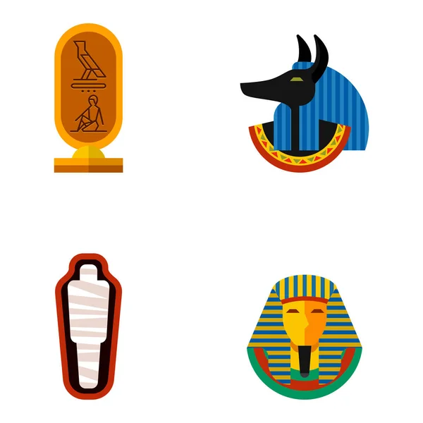 Σύνολο εικονογράφηση φορέα επίπεδη σχεδίαση Αίγυπτος Ταξίδια εικονίδια πολιτισμού αρχαία στοιχεία. — Διανυσματικό Αρχείο