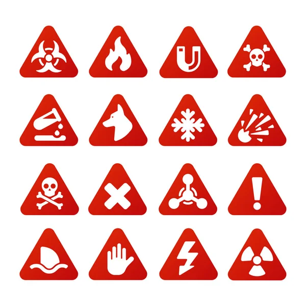 금지 표지판 세트 산업 생산 벡터 노란색 빨간색 경고 위험 기호 금지 안전 정보 및 보호 허용된 주의 정보. — 스톡 벡터