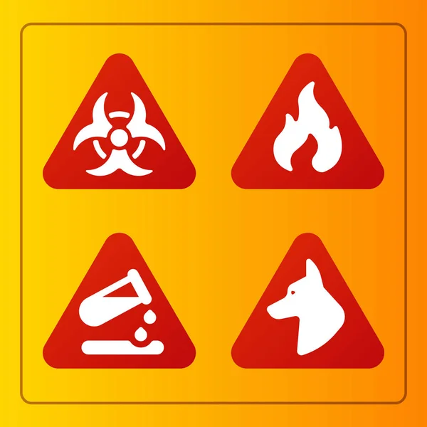 Prohibición signos industria producción vector amarillo rojo advertencia peligro símbolo prohibido seguridad información y protección no permitida precaución información . — Vector de stock