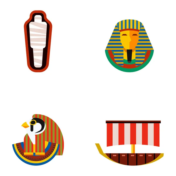 Conjunto de vector plano diseño egipto viaje iconos cultura elementos antiguos ilustración . — Vector de stock