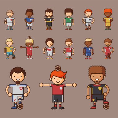 Ulusal Euro Cup futbol futbol takımları vektör çizim ve oyun oyuncu Kaptan konusunda lider olan tek tip spor izole men karakterleri.