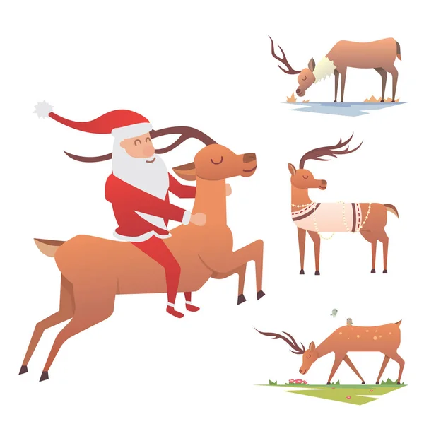 Weihnachten Rentiere Urlaub Säugetier Hirsch Weihnachten Feier niedlich Dekoration Winter Kunst Neujahr Wildtiere und Weihnachtsmann Charakter Vektor Illustration. — Stockvektor