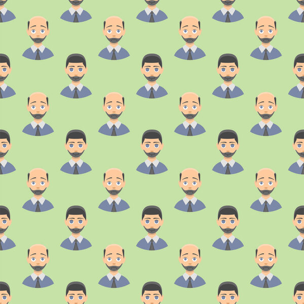 Hair loss stages man seamless pattern and types of baldness illustrated on male head.