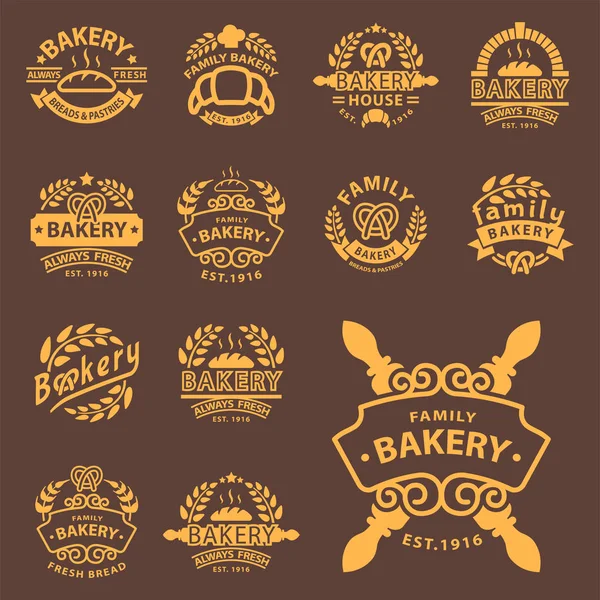 Bakery gold badge icon fashion modern style wheat vector retro food label design element isolated. — Stock Vector