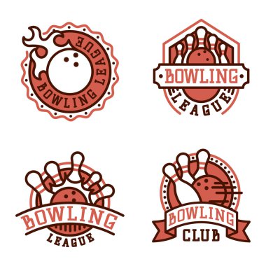 Bovling amblemi ve tasarım öğesi logo şablonu rozet madde için tasarım Spor lig takımları başarı ekipman şampiyon illüstrasyon vektör.