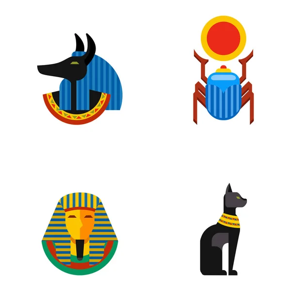 Набор векторной плоской конструкции Египет иконы путешествия культуры древних элементов иллюстрации . — стоковый вектор