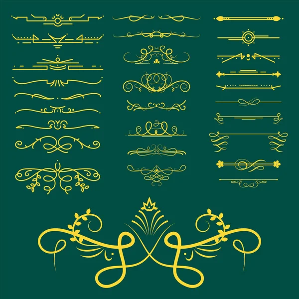 Collection of vector dividers calligraphic style vintage border frame design decorative illustration. — Stock Vector