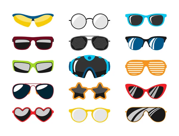 Mode set lunettes de soleil accessoire lunettes de soleil cadre en plastique moderne lunettes vecteur illustration . — Image vectorielle