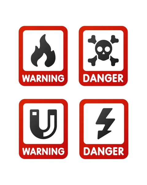 Заборонені знаки встановлюють виробництво промисловості вектор жовтого червоного попередження небезпеки символ забороненої інформації про безпеку та захист відсутність дозволеної інформації про обережність . — стоковий вектор