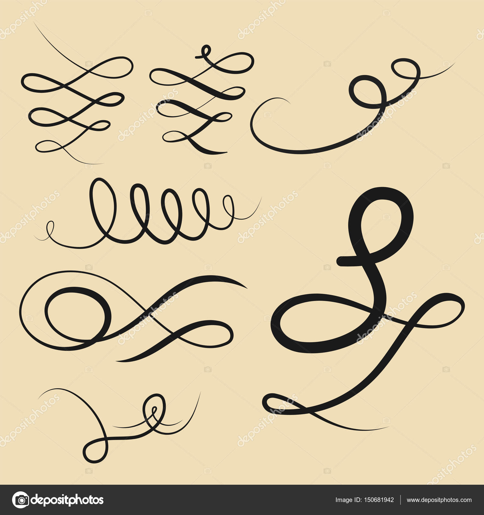 Collection Of Vector Dividers Calligraphic Style Vintage Collection Of Vector Dividers Calligraphic Style Vintage