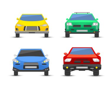 Düz araba araç türü tasarım Önden Görünüm stil vektör genel klasik iş illüstrasyon izole.