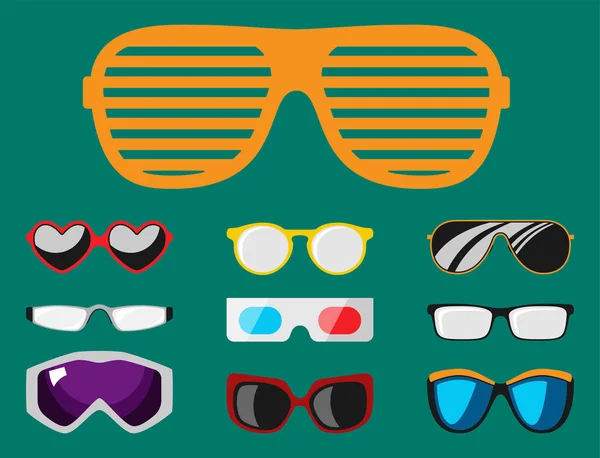 Mode set lunettes de soleil accessoire lunettes de soleil cadre en plastique moderne lunettes vecteur illustration . — Image vectorielle