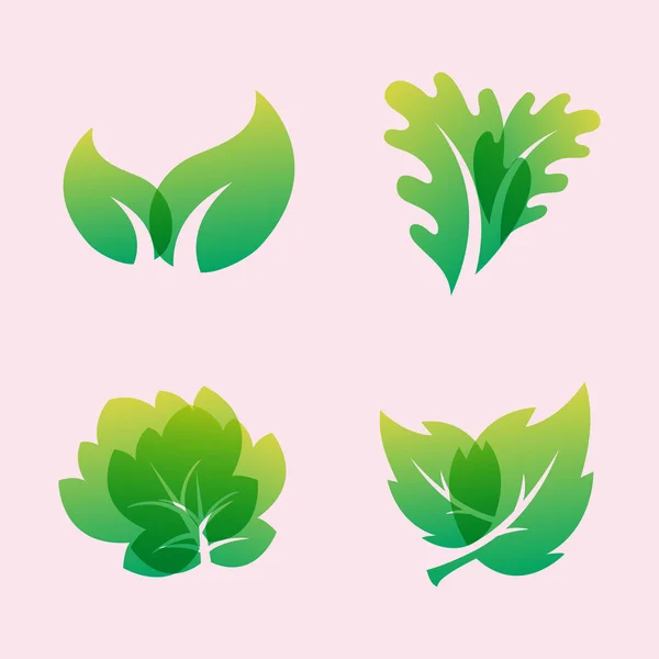 Zielony liść Eko projekt przyjazny charakter symbol elegancji i naturalny element ekologia ekologiczne ilustracja wektorowa. — Wektor stockowy