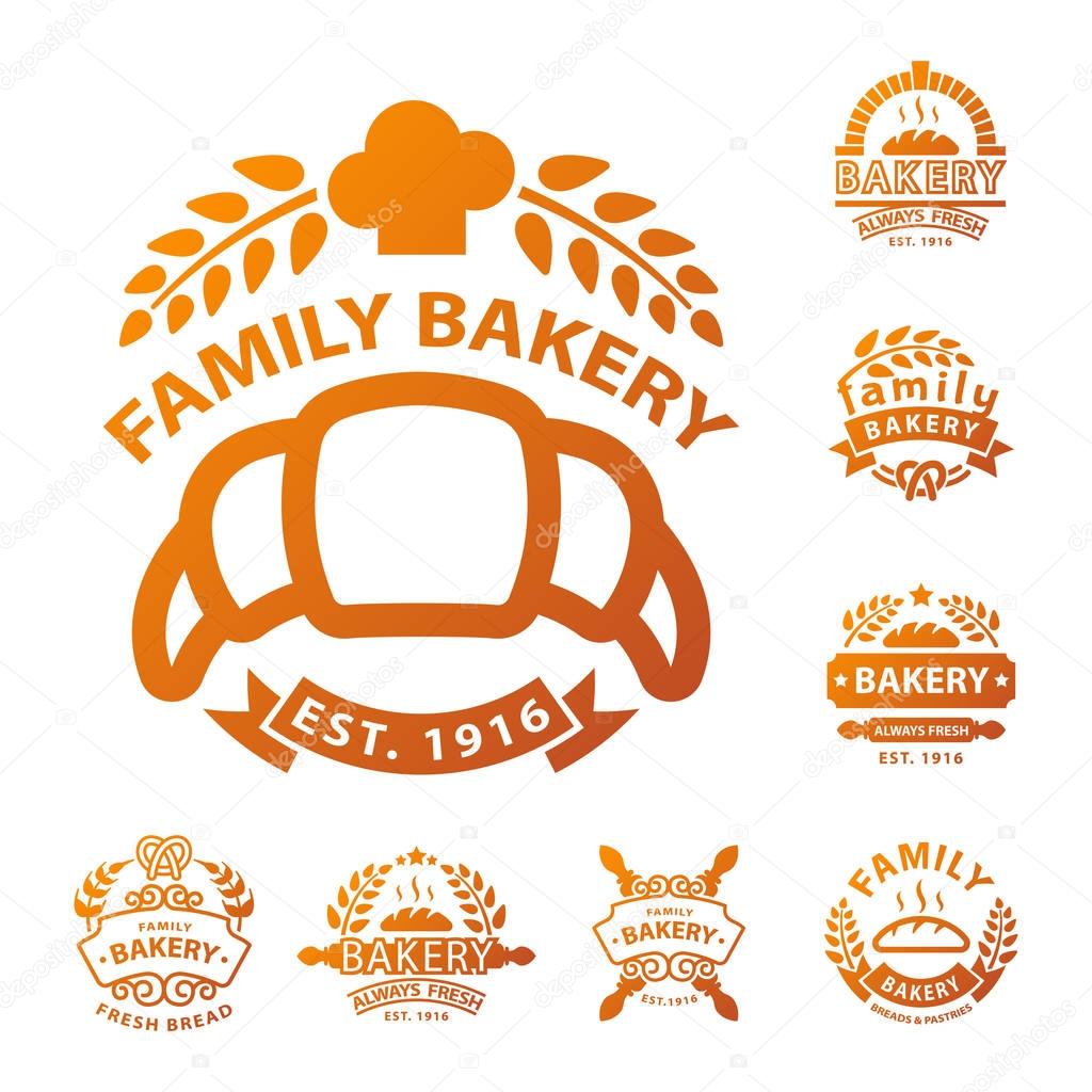Bakery gold badge icon fashion modern style wheat vector retro food label design element isolated.